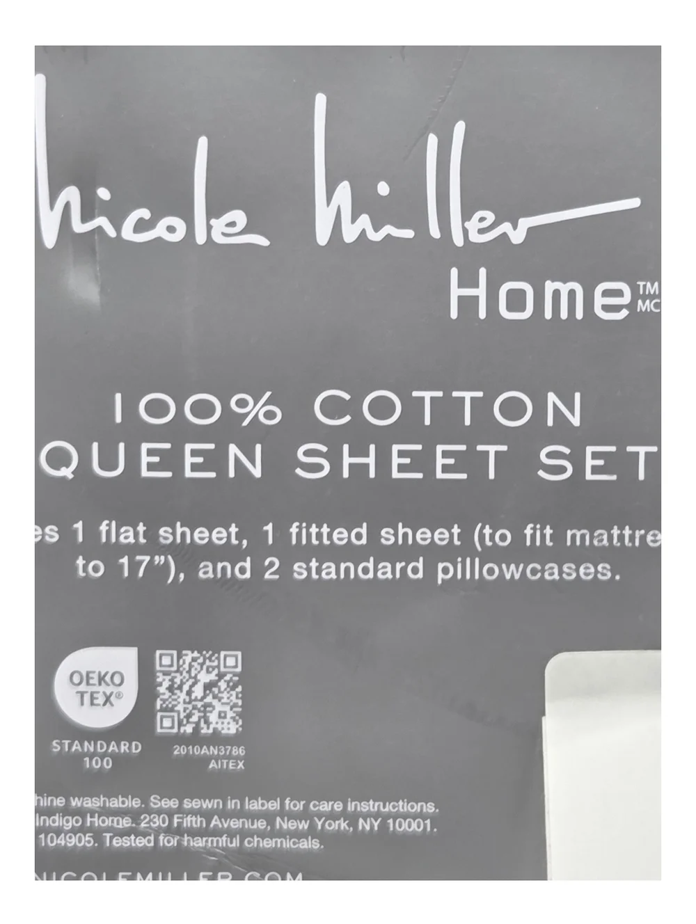Nicole‎ Miller Queen Sheet Set of 4pc White Blue Butterfly Print 100% Cotton